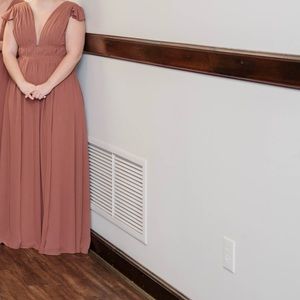 Revelry cinnamon rose Cora chiffon bridesmaids dress